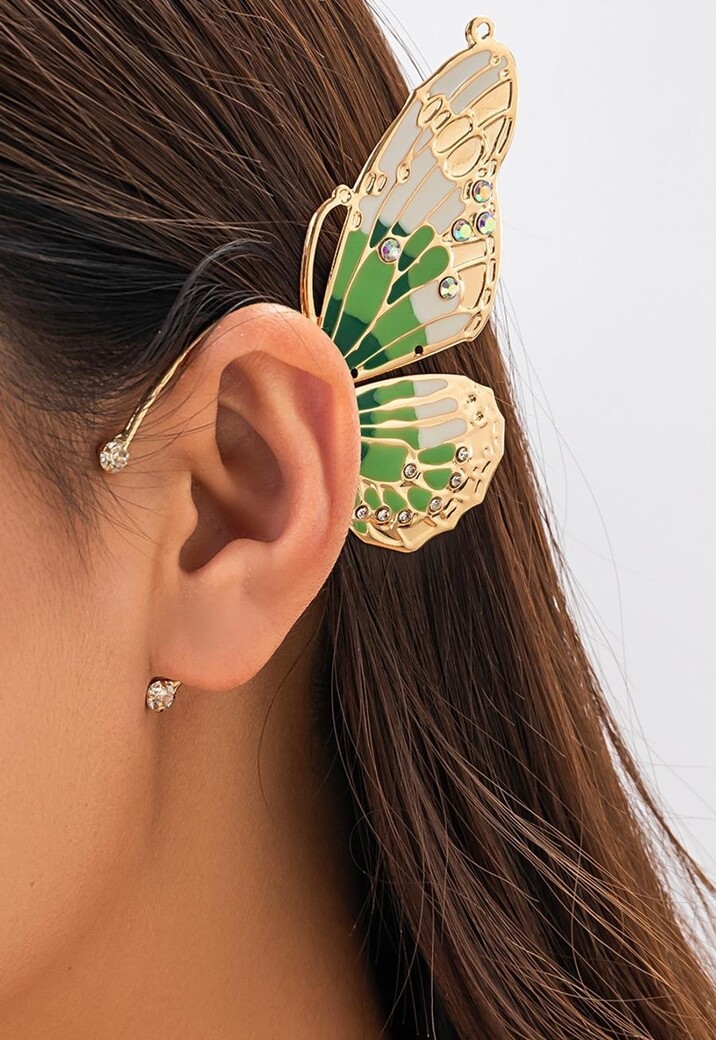 Earcuff met Groen Vlinder Ontwerp