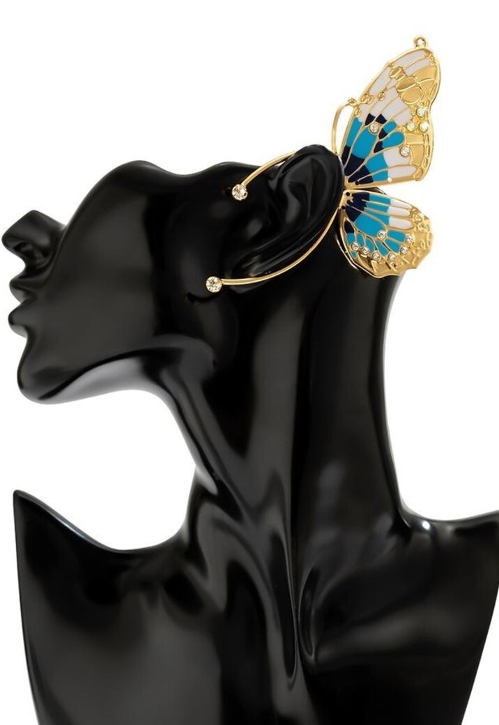 Earcuff met Blauw Vlinder Ontwerp