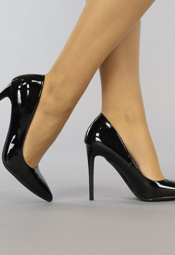 WELMONTA Classy Zwarte Lak Pumps met Spitse Neus Maat 37