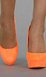 Neon Oranje Suède-Look Plateau Pumps