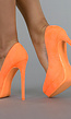 Neon Oranje Suède-Look Plateau Pumps