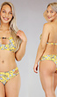 Gele Halter Bikini met Bloemenprint Top: M