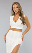 Witte Ruffle Two Piece met Twist Top