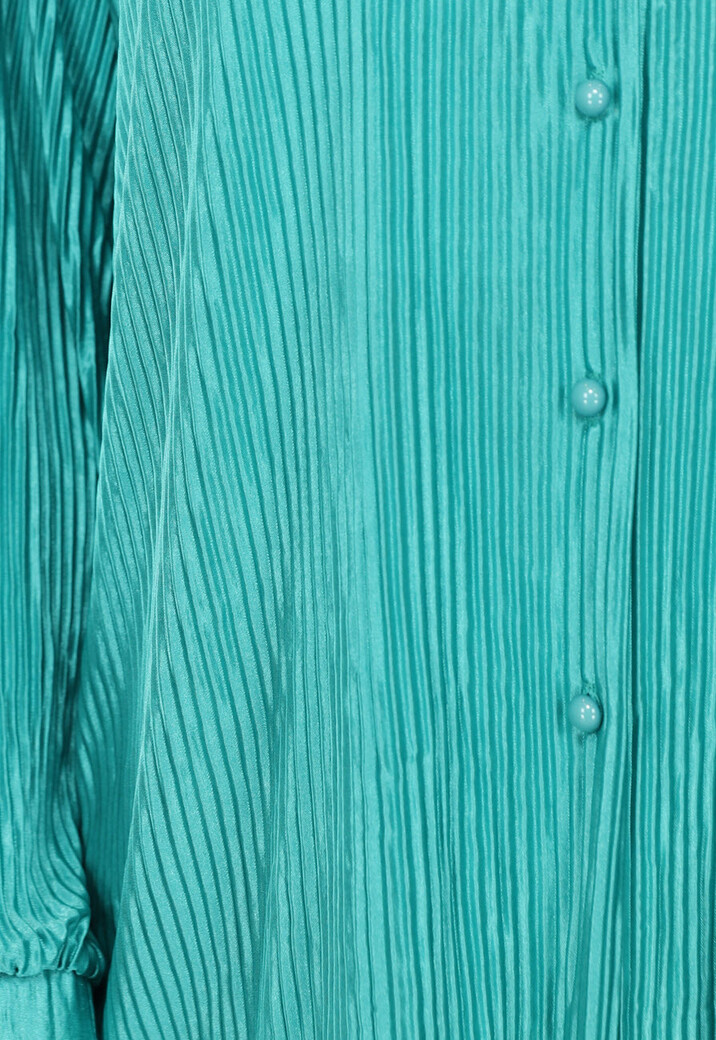 Glanzende Plissé Set in Zeegroen