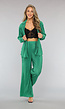 Groene Plissé Set met Wide Leg Broek