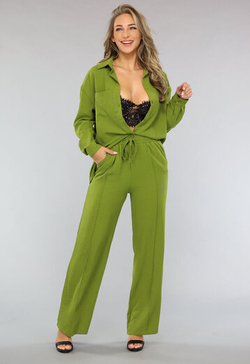 Matchende Set met Pantalon in Olijfgroen