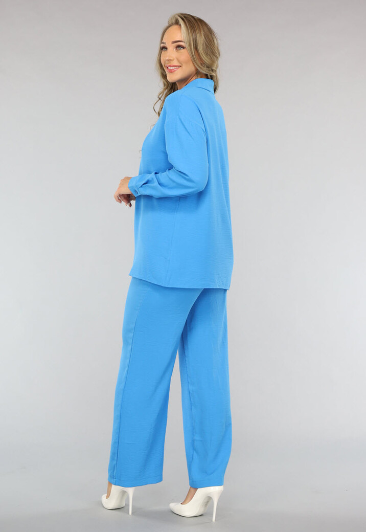 Blauwe Co Ord Set met Blouse