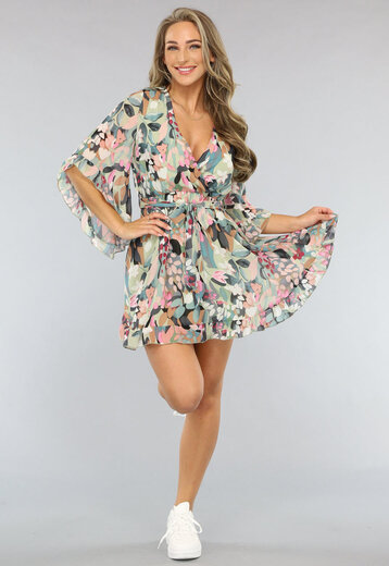 Print Skater Jurk met Flair Mouwen