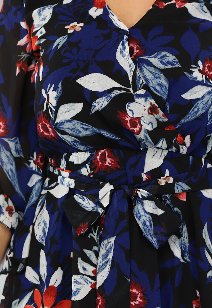 Overslag Jurk met Bloemen Print met Flair Mouwen