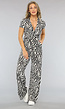 Shortsleeve Jumpsuit met Witte Zebra Print