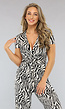 Shortsleeve Jumpsuit met Witte Zebra Print