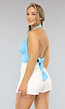 Geplooide Lichtblauwe Halter Top met Knoopdetail