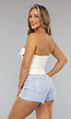 Witte Strapless Top met Ritsjes