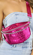 Roze Metallic Croco Buideltasje met Ketting