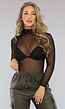 Zwarte Longsleeve Mesh Bodysuit
