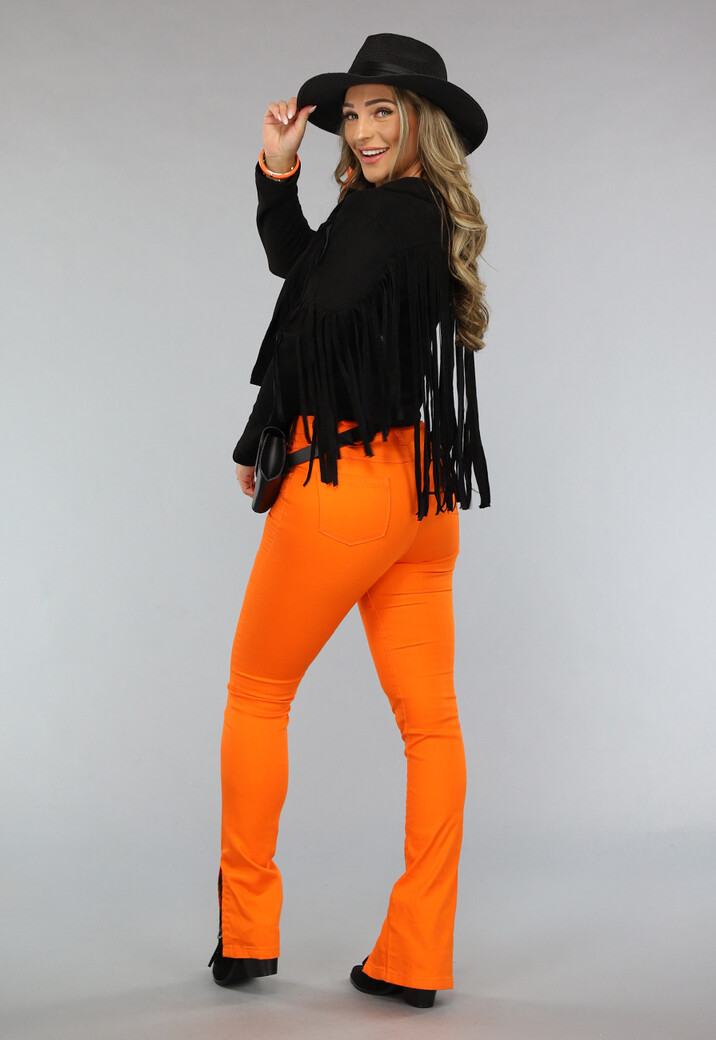 Oranje Skinny Jeans met Split