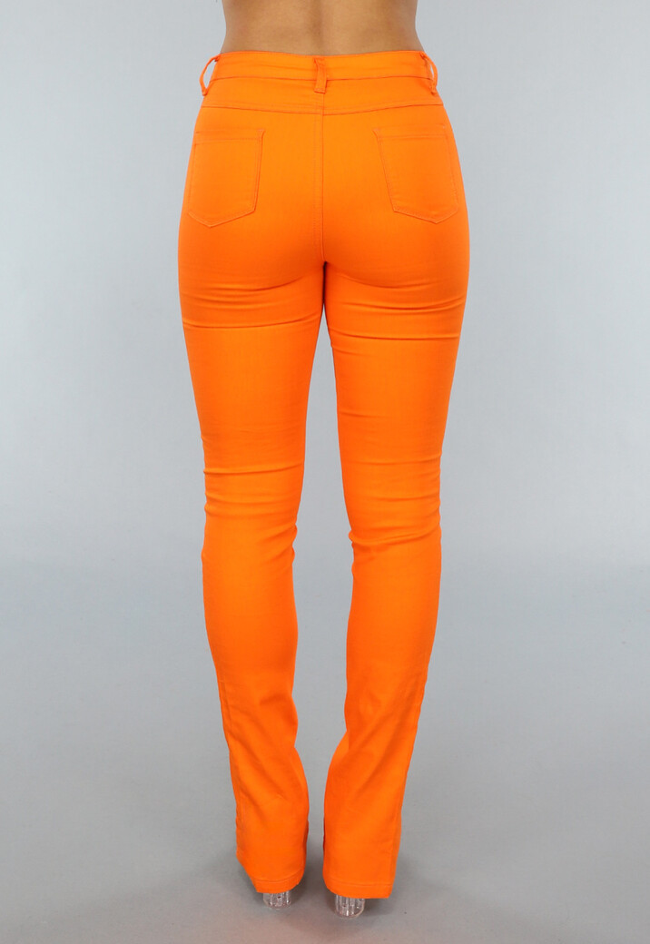 Oranje Skinny Jeans met Split