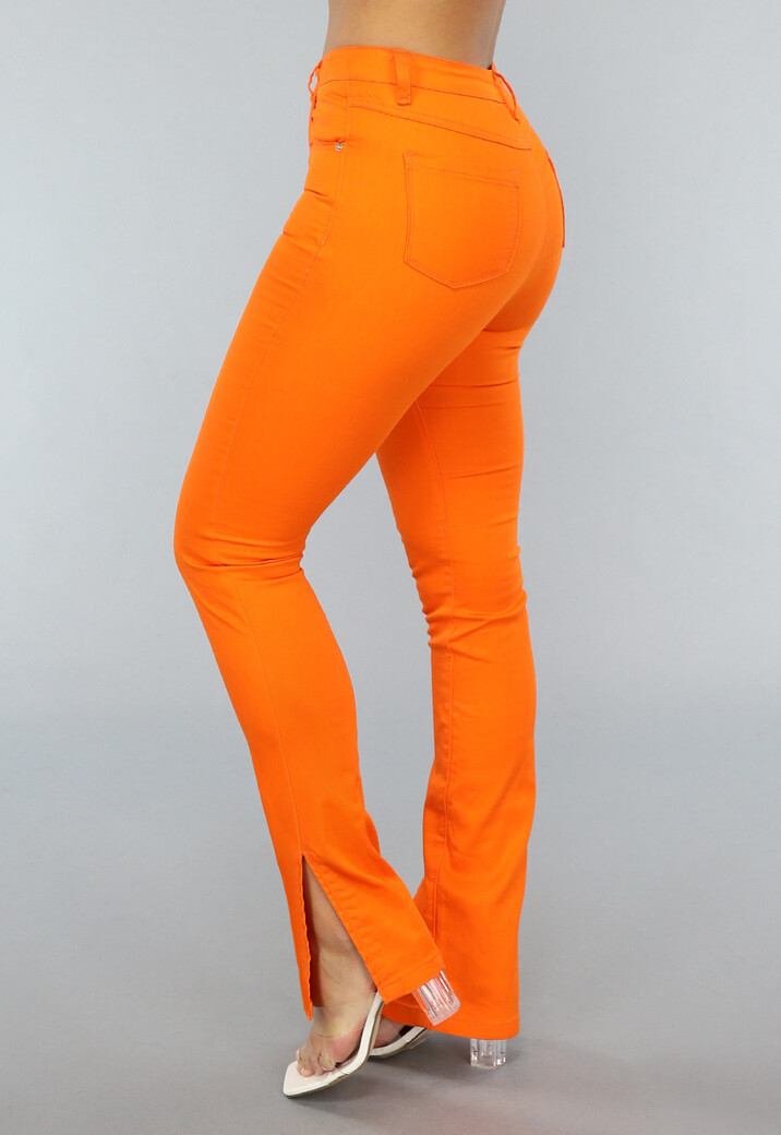 Oranje Skinny Jeans met Split