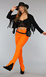 Oranje Skinny Jeans met Split