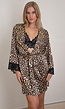 Glanszijde Leopard Print Kimono met Tailleband