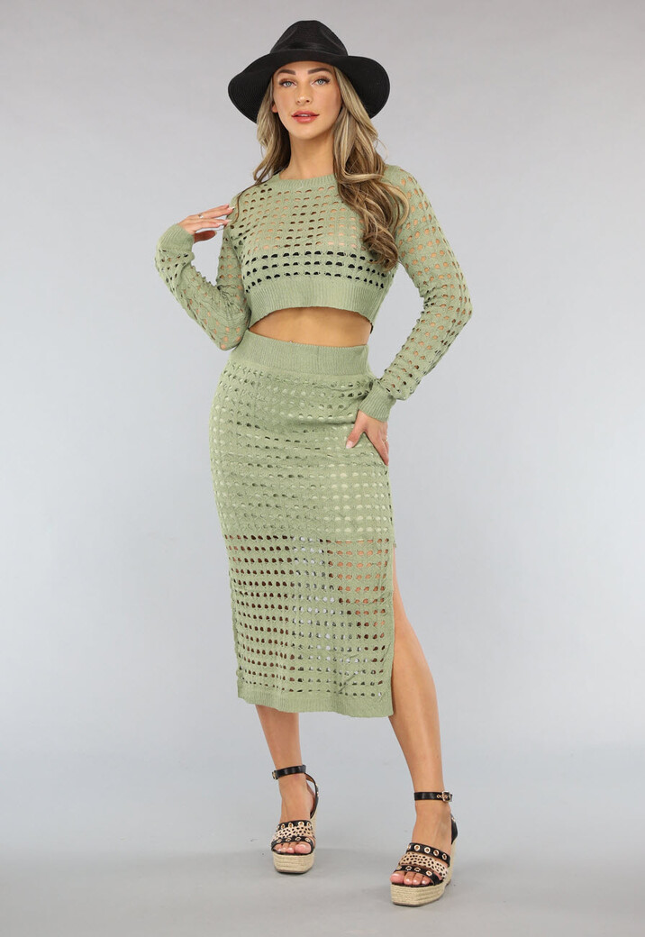 Groene Crochet Cover Up Two Piece