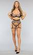 Zwarte Kanten Lingerie Set met Gouden Details