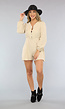 Beige Mousseline Playsuit met Knoopjes