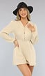 Beige Mousseline Playsuit met Knoopjes