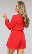 Rode Longsleeve Playsuit van Mousseline Stof