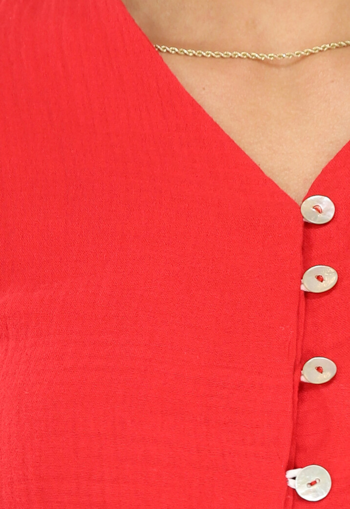 Rode Longsleeve Playsuit van Mousseline Stof