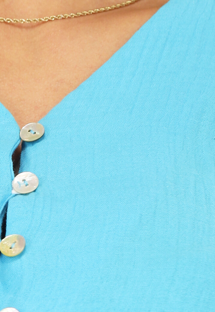 Blauwe Lange Mouwen Mousseline Playsuit