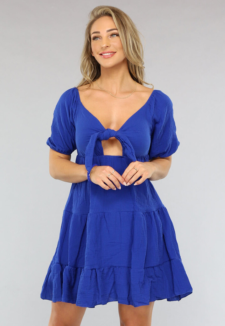 Mousseline Zomer Jurkje in Kobalt Blauw Uwantisell