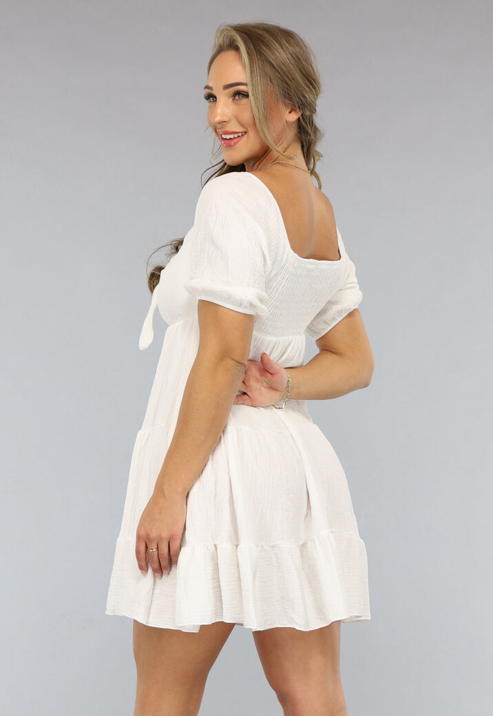 Witte Mousseline Jurk met Korte Mouwen