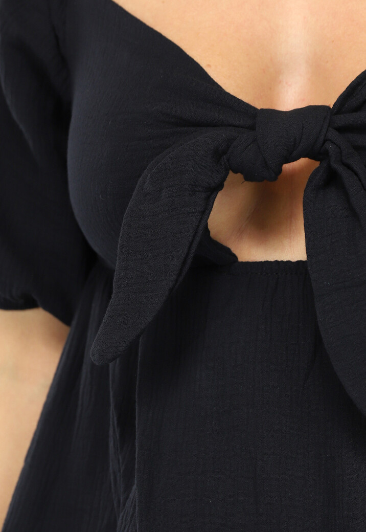 Zwart Mousseline Jurkje met Cutout
