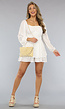Witte Flowy Playsuit met Strikdetail