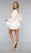 Witte Flowy Playsuit met Strikdetail