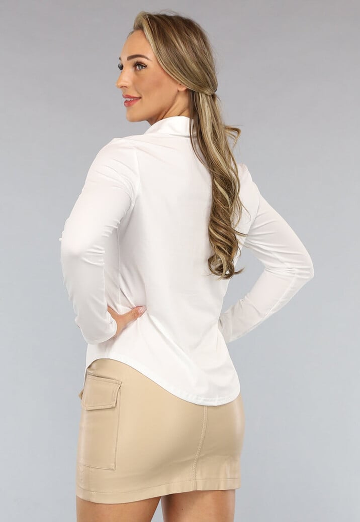Elastische Witte Longsleeve Blouse