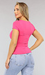Fuchsia Top met Vierkante Hals