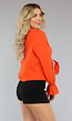 Oranje Mousseline Blouse met Trompetmouwen
