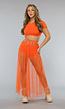 Oranje Three Piece Set met Parel Rok