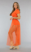 Oranje Three Piece Set met Parel Rok