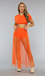 Oranje Three Piece Set met Parel Rok