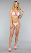 Padded Roze Halter Bikinitopje met Geborduurde Bloemen