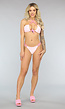 Padded Roze Halter Bikinitopje met Geborduurde Bloemen