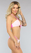 Padded Roze Halter Bikinitopje met Geborduurde Bloemen