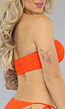 Padded Oranje Bandeau Bikini Top met Halter Model