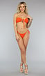 Padded Oranje Bandeau Bikini Top met Halter Model