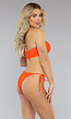 Padded Oranje Bandeau Bikini Top met Halter Model