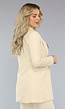 Beige Elastische Halflange Blazer met Schoudervulling