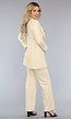 Beige Elastische Halflange Blazer met Schoudervulling